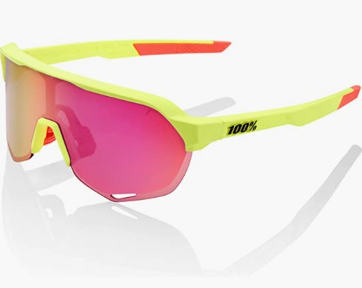 100% S2 Sport Performance Sunglasses Matte Washed Out Neon Yellow