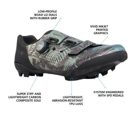 Shimano RX801 SE Gravel Bike Shoes - Tropical Leaves